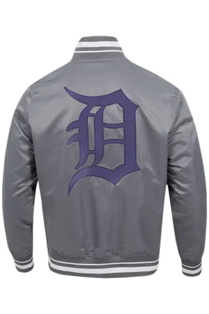 MLB Detroit Tiger Grey Satin Varsity Jacket