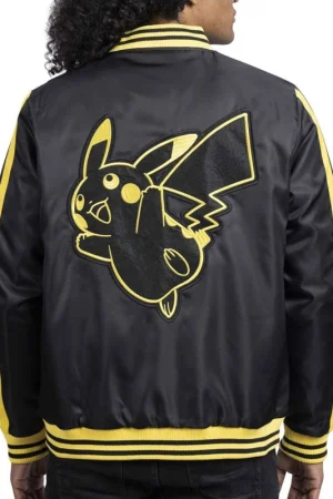 Electric Type Pokémon Pikachu Black Varsity Jacket