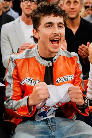 NYC Timothée Chalamet Orange Leather Jacket