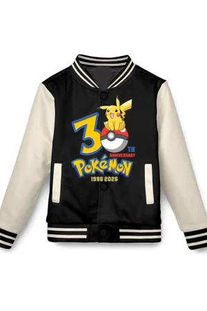 Pokemon 30th Anniversary Black Varsity Jacket